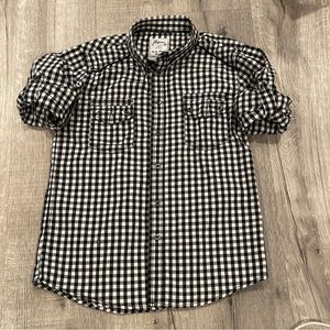 Request Boys Black/White Long Sleeve Button-Down Shirt  M Youth